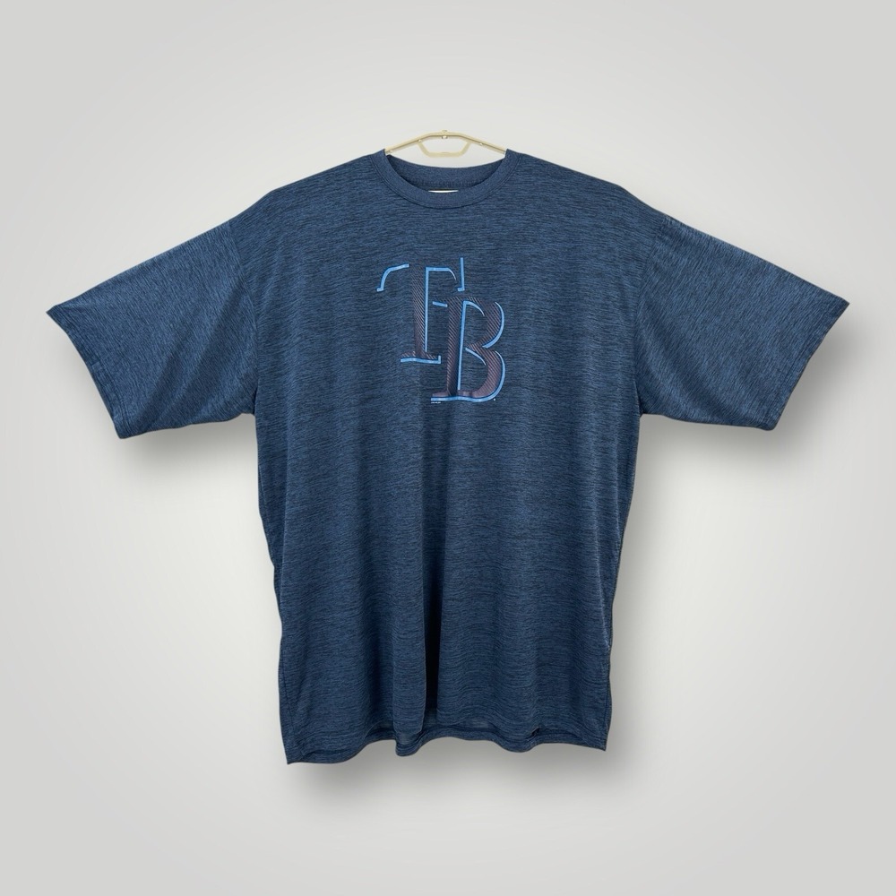 Genuine MLB Tampa Bay Rays Shirt Mens 4XLT TALL Short Sleeve Heather Blue